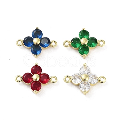 Rack Plating Brass Pave Cubic Zirconia Connector Charms KK-H474-20G-1