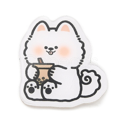 Dog with Boba Milk Tea Acrylic Brooches JEWB-P018-01E-1