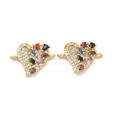 Brass Micro Pave Cubic Zirconia Connector Charms KK-H441-58G-1