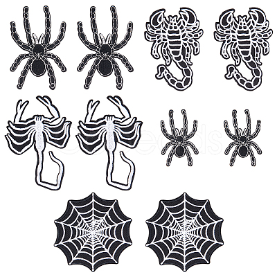 10Pcs 5 Style Halloween Spider/Scorpion/Web Computerized Embroidery Cloth Iron on/Sew on Patches PATC-FG0001-78-1