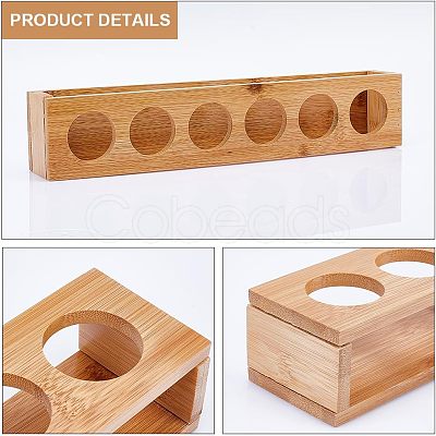 6 Round Holes Bamboo Shot Glasses Holders AJEW-WH0317-05-1