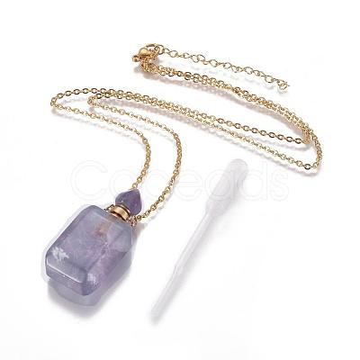 Natural Fluorite Openable Perfume Bottle Pendant Necklaces G-K295-B-G-1