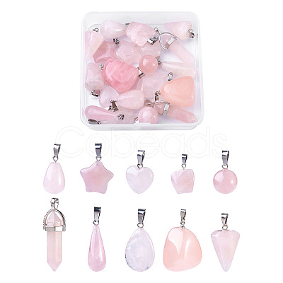 Heart Gemstone Pendants G-TA0001-19-1