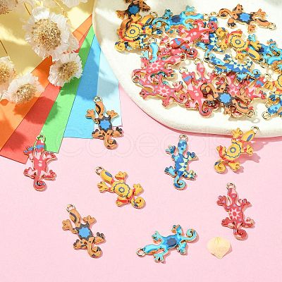 30Pcs 6 Colors Alloy Enamel Pendants ENAM-CJ0004-80-1