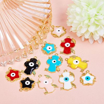 22Pcs 11 Styles Alloy Enamel Pendants sgENAM-SZ0001-39LG-1