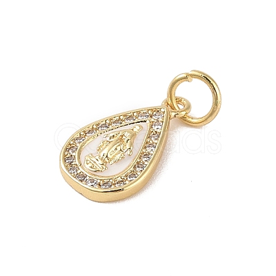 Brass Micro Pave Clear Cubic Zirconia Pendants KK-E111-31G-G-1