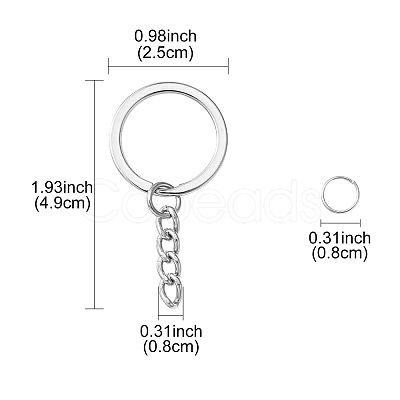 50Pcs Iron Split Key Rings IFIN-YW0003-42-1