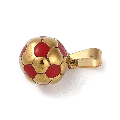 Trendy Necklace Findings 304 Stainless Steel FootBall/Soccer Ball Pendants STAS-L012-B01G-03-1