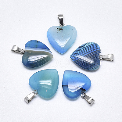 Natural Banded Agate/Striped Agate Pendants X-G-T122-24G-1