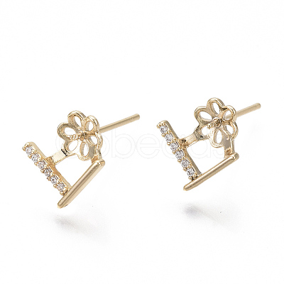 Brass Micro Pave Cubic Zirconia Earring Findings KK-S356-049G-NF-1