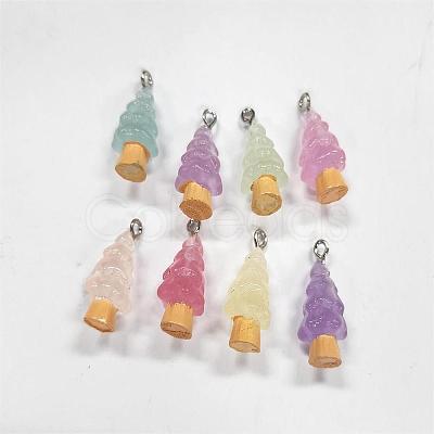 80Piece 8 Styles Transparent Resin Pendant Christmas Tree Luminous Resin Pendant DIY Decorative Accessories JX871A-1