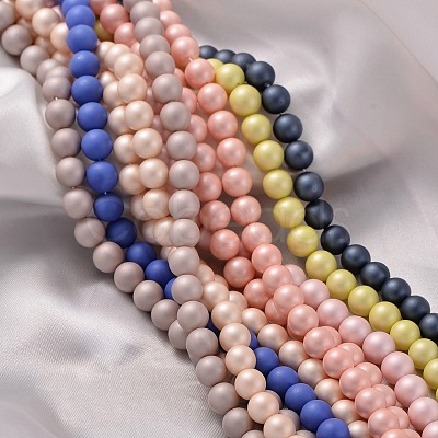 Round Shell Pearl Frosted Beads Strands BSHE-I002-8mm-M-1