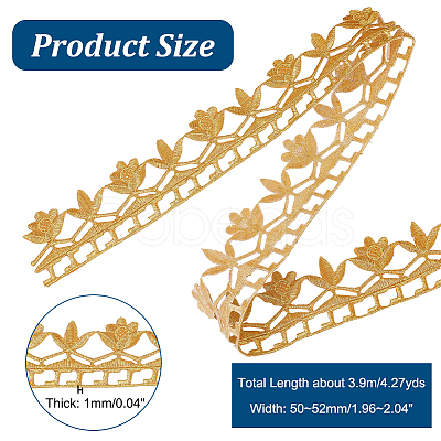 Iron on/Sew on Polyester Embroidery Flower Lace Ribbon SRIB-WH0026-32A-1