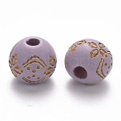 Painted Natural Wood Beads X-WOOD-N006-03A-12-1