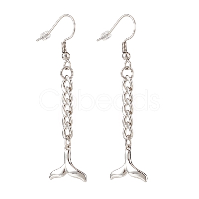 Tarnish Resistant Curb Chains with Charm Long Dangle Earrings EJEW-JE04963-1