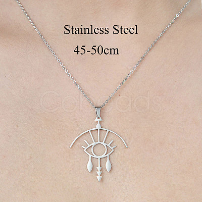 Non-Tarnish 201 Stainless Steel Hollow Eye Pendant Necklace NJEW-OY001-84-1