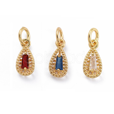 Brass Micro Pave Cubic Zirconia Pendants ZIRC-E164-63G-1