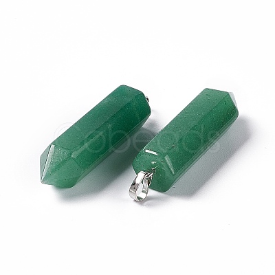 Natural Green Aventurine Double Terminated Pointed Pendants G-G926-01P-02-1