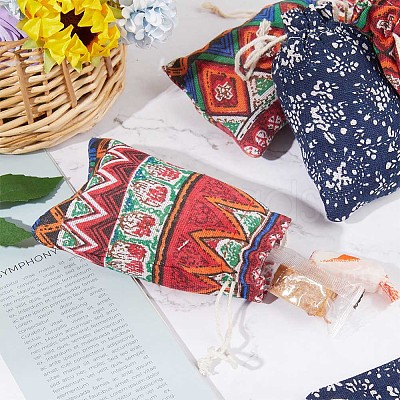 Gorgecraft 20Pcs 2 Colors Vintage Cotton Cloth Packing Pouches Drawstring Bags ABAG-GF0001-21-1