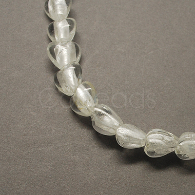 Handmade Silver Foil Glass Beads X-FOIL-R050-12x8mm-17-1