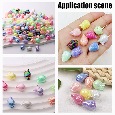 ARRICRAFT 100Pcs 10 Colors UV Plated Acrylic Beads SACR-AR0001-16-1