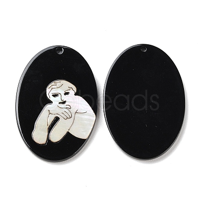 Opaque Smiling Human Pattern Acrylic Pendants BACR-D001-01E-1