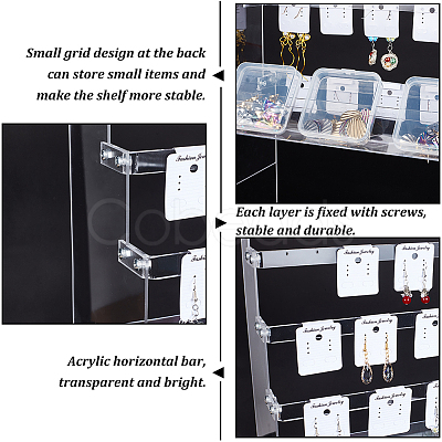 DIY 5-Tier Stairs Shape Acrylic Earring Displays Holder Set ODIS-WH0029-64B-1