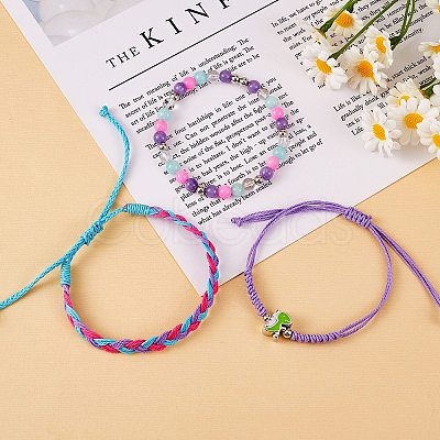 Waxed Polyester String Braided Cord Bracelets Set BJEW-SW00032-03-1