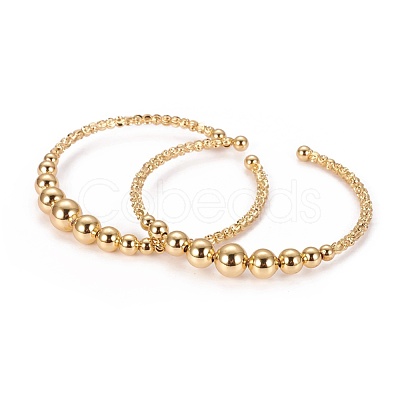 Long-Lasting Plated Brass Cuff Bangles BJEW-E370-10G-1