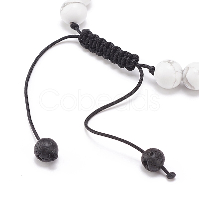 Natural Howlite & Mixed Stone Round Braided Bead Bracelet for Women BJEW-JB08385-02-1