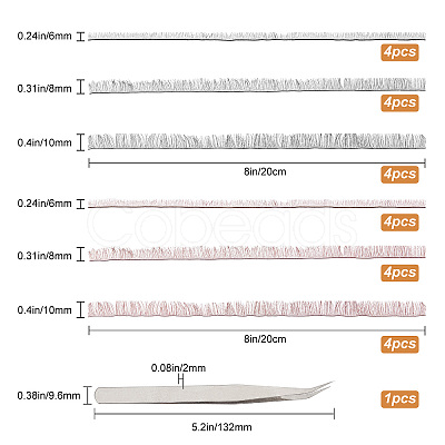 Gorgecraft 24Pcs 6 Style Plush Craft Doll Eyelashes Strips DIY-GF0006-53-1