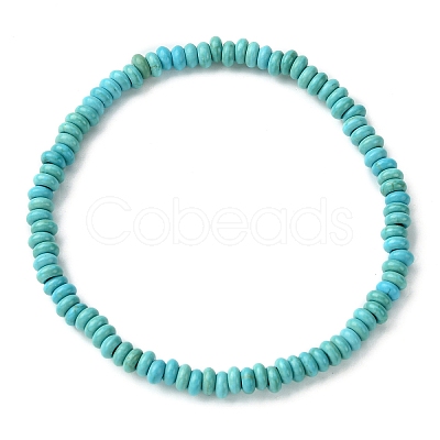 Synthetic Turquoise Flat Round Beaded Stretch Bracelets for Women BJEW-JB09717-07-1