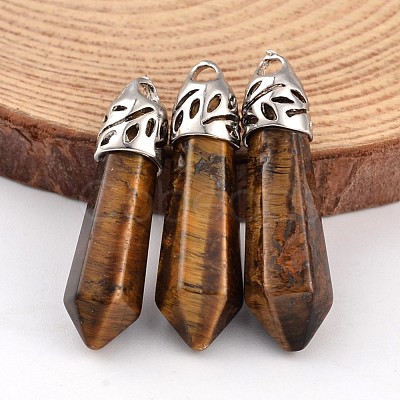 Bullet Natural Tiger Eye Pointed Pendants X-G-E332-C11-1