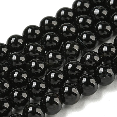 Natural Black Onyx Round Bead Strands G-R198-6mm-1