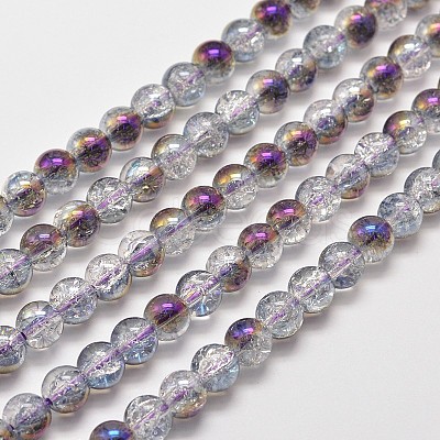 Electroplate Synthetic Crackle Quartz Bead Strands EGLA-J067-8mm-HR05-1