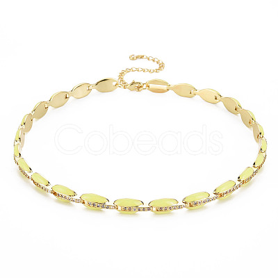 Brass Micro Pave Cubic Zirconia Link Tennis Necklaces for Women NJEW-T013-01G-01-1