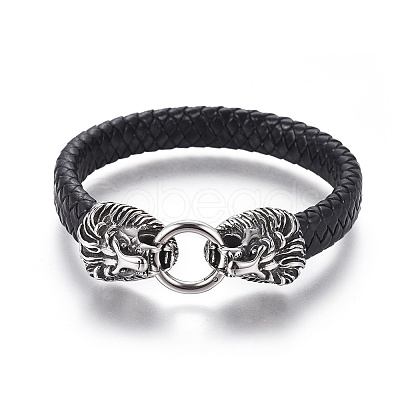 Braided Leather Cord Bracelets BJEW-F399-F-1