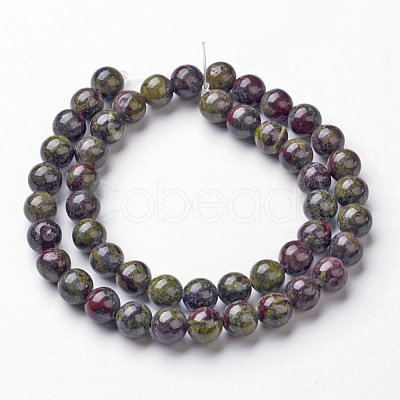 Natural Dragon Blood Jasper Bead Strands G-P214-05-8mm-1