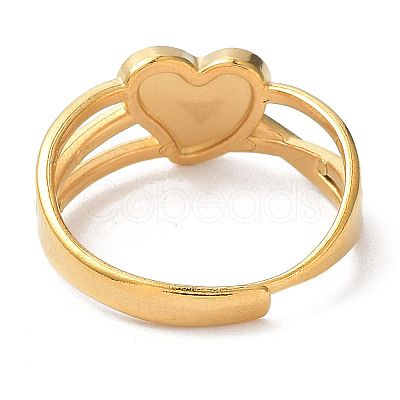 Ion Plating(IP) 304 Stainless Steel Hollow Heart Adjustable Rings RJEW-D006-22G-1