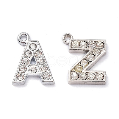 26Pcs 26 Style Alloy Micro Pave Cubic Zirconia Rhinestone Pendants ALRI-XCP0001-13-1