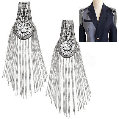 Fashion Iron Chain Tassel Epaulettes AJEW-WH0419-16P-1