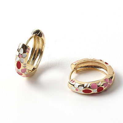 Flower Enamel Hoop Earrings EJEW-G290-03G-C-1