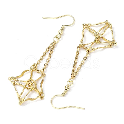 304 Stainless Steel Macrame Pouch Empty Stone Holder Dangle Earring Findings EJEW-JE05811-01-1