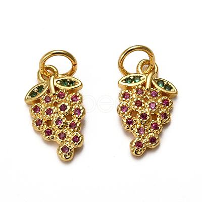 Autumn Theme Brass Micro Pave Cubic Zirconia Charms ZIRC-L093-22G-1