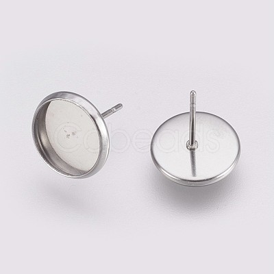 Non-Tarnish 202 Stainless Steel Stud Earring Settings X-STAS-I088-E-03P-1