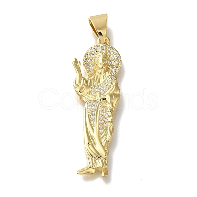 Hierarch Rack Plating Brass Micro Pave Clear Cubic Zirconia Pendants KK-U019-27G-1