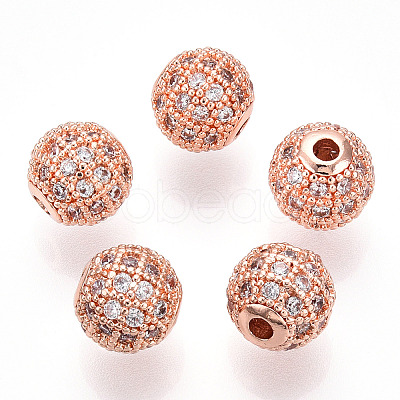 Rack Plating Brass Cubic Zirconia Beads ZIRC-S001-8mm-A03-1