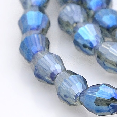 Full Rainbow Plated Glass Faceted Rice Beads Strands GLAA-A030A-FR03-1