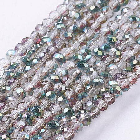 Half Plated Faceted Rondelle Electroplate Glass Bead Strands X-EGLA-D020-3x2mm-15-1