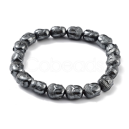 Non-Magnetic Synthetic Hematite Beaded Stretch Bracelets BJEW-H589-01H-1